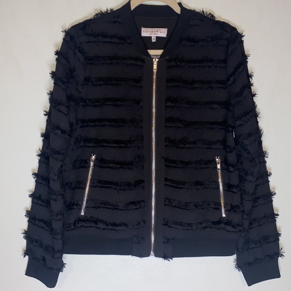Current Air Los Angeles Black Fringe Zip Up Bomber Jacket- Women’s Sz M - Picture 15 of 15
